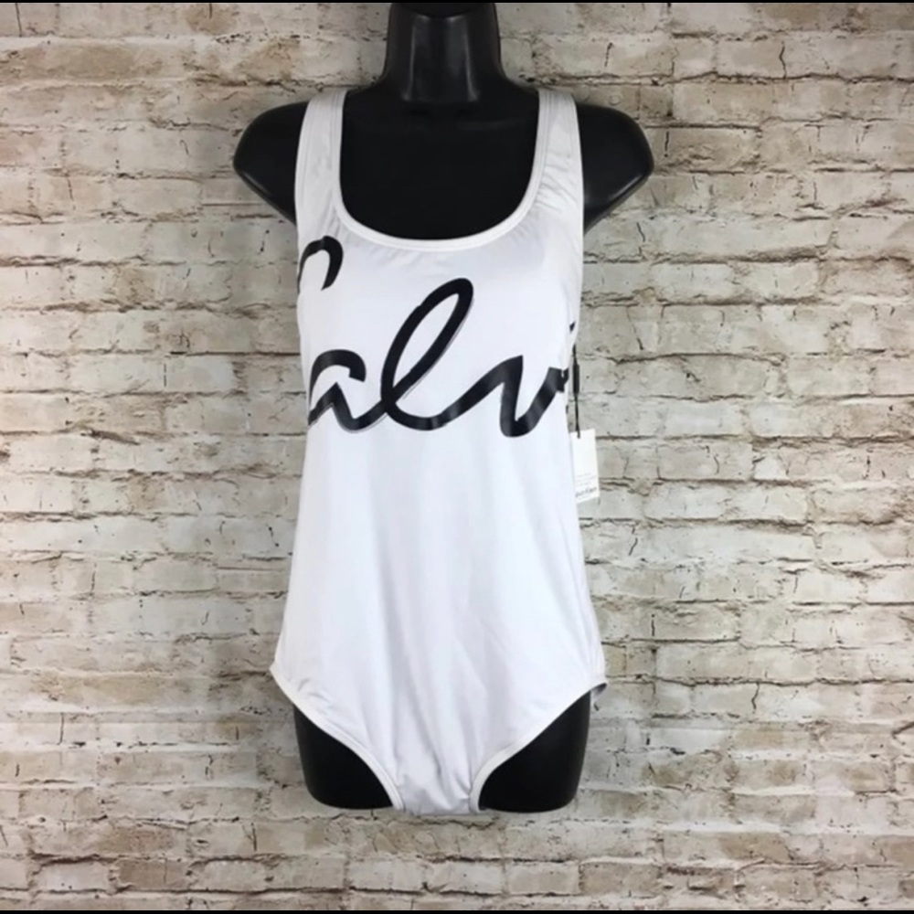 Calvin Klein White One Piece Swimsuit 10